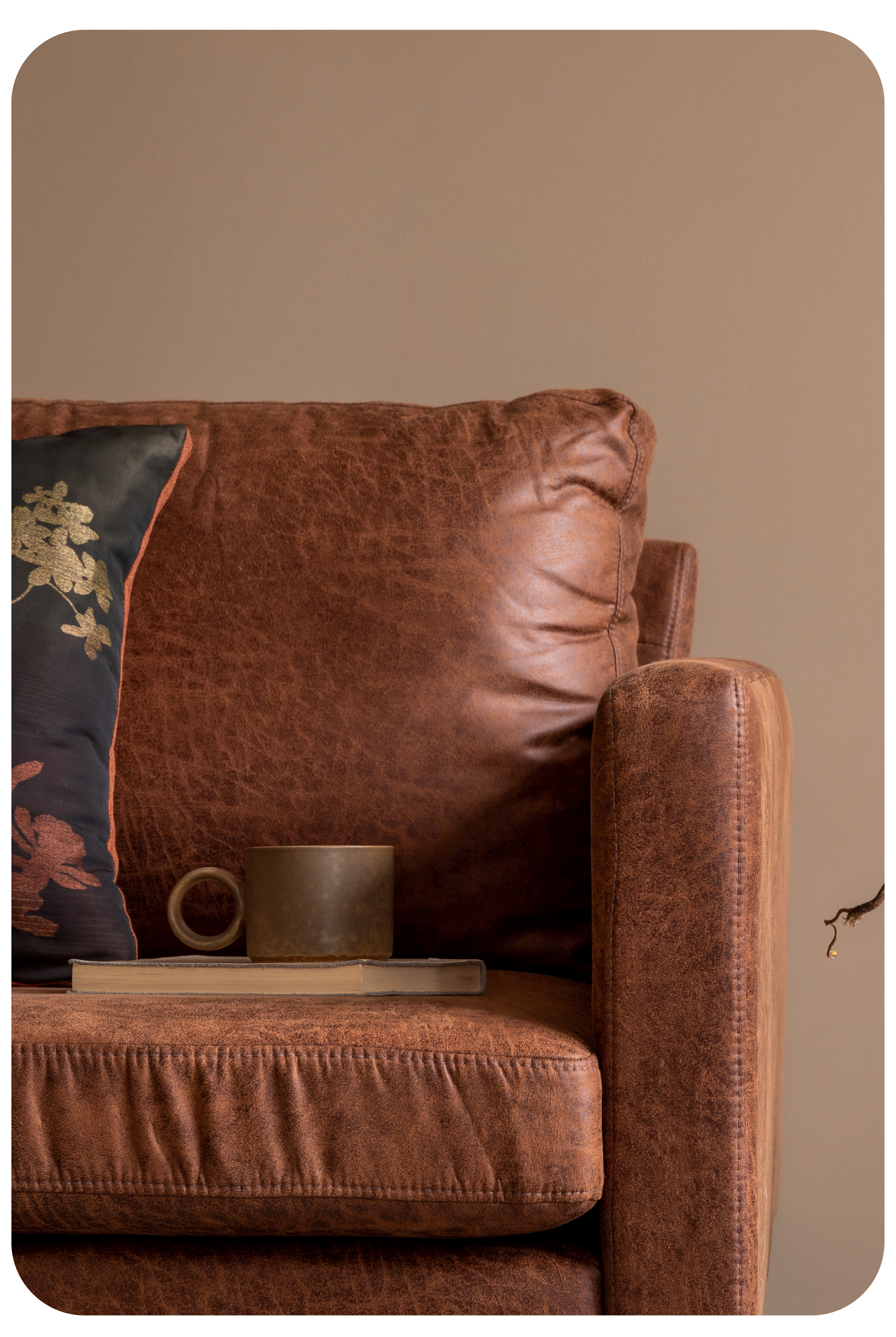 Brown leather sofa